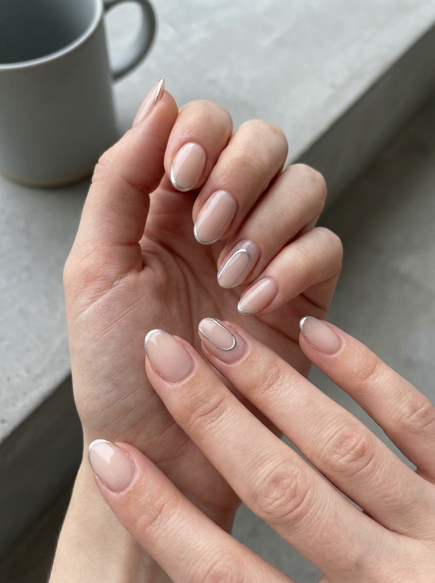 Silver Outline Nails